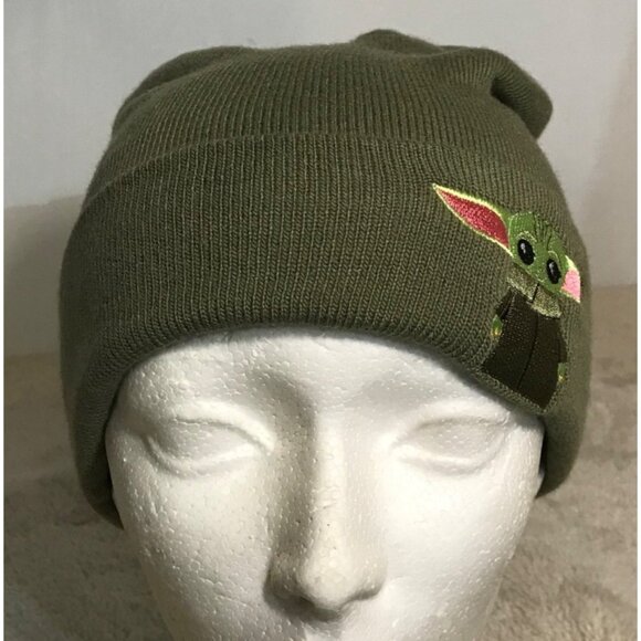 Star Wars The Child Grogu Beanie Hat Olive Green One Size L/XL Disney Parks - Picture 3 of 12